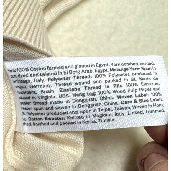 ASKET The Cotton Sweater Mens Size M Short Creme White 100% Organic Cotton - Picture 8 of 8